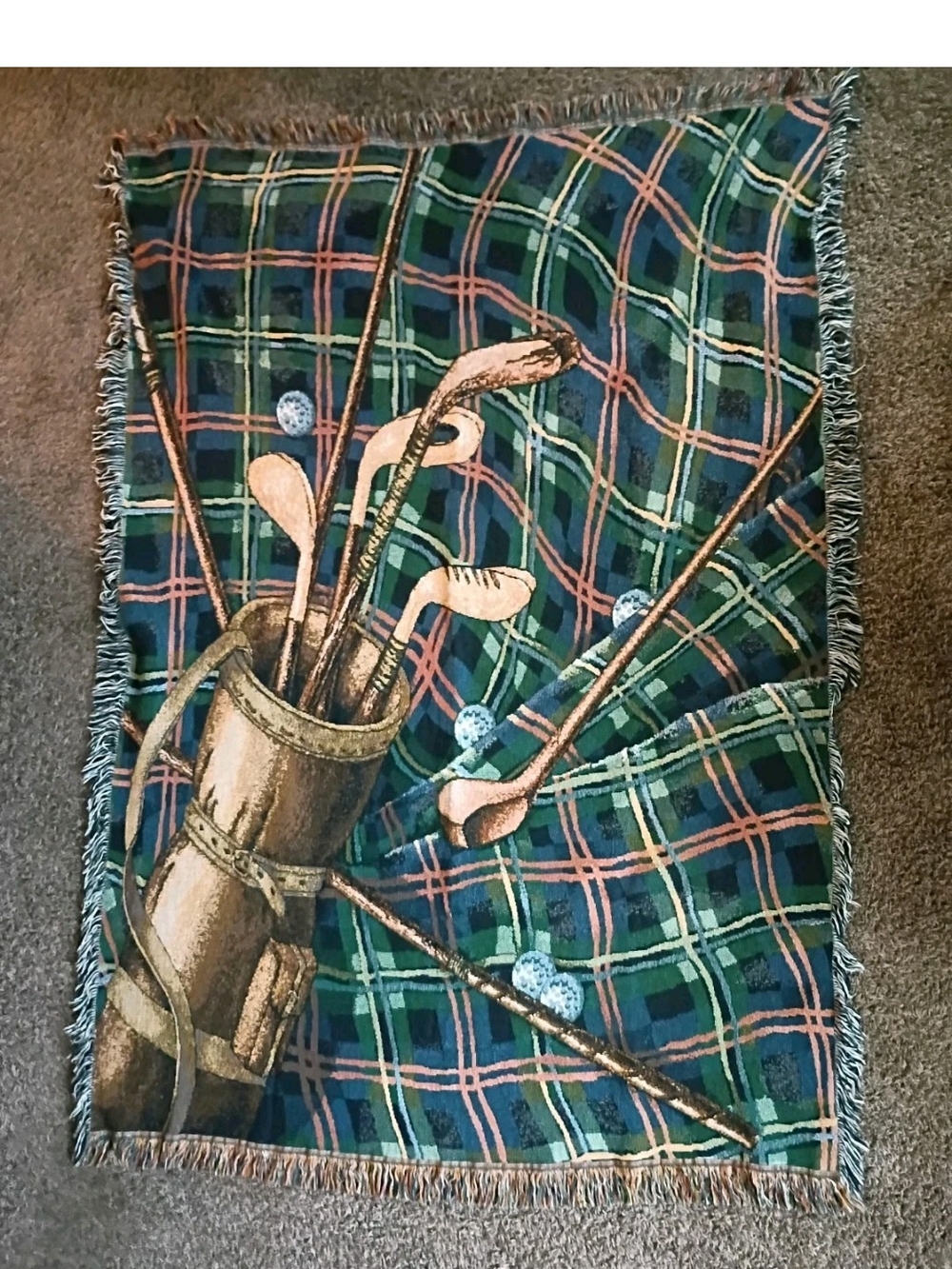 Golf Themed Tapestry Woven Throw Blanket Father's Day Gift 71" x 51"